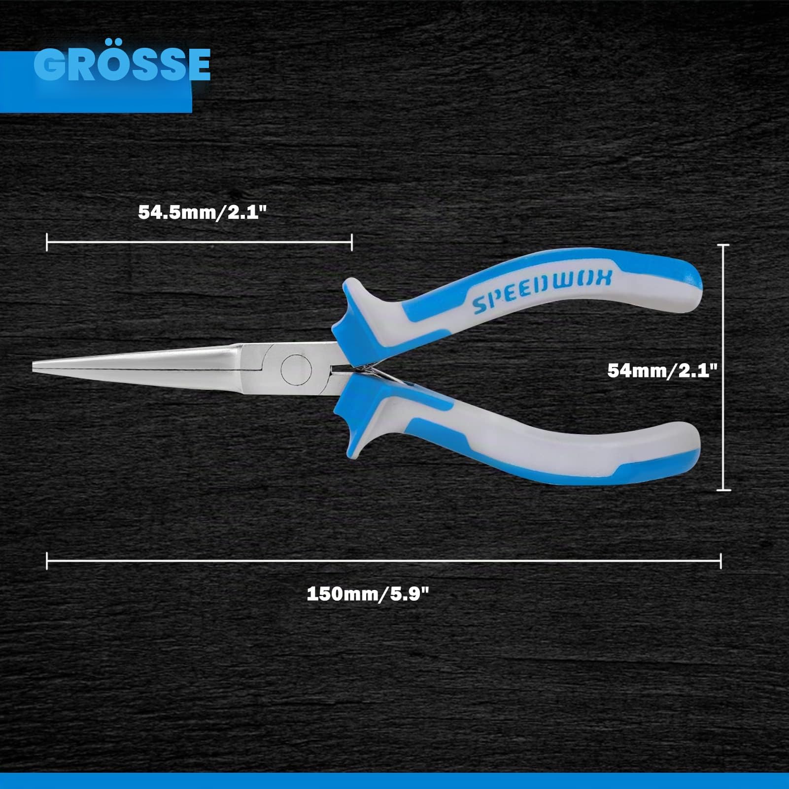 SPEEDWOX Spitzzange, 6", Mini-Spitzzange, extra lange Spitze, Präzisionszange, dünne flache Backen, mikrofunktionelle Präzisionsdraht-Schlaufen, feine Zange mit Feder, Werkzeug zur Schmuckherstellung
