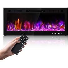 Silonn 50" Electric Fireplace Heater - 5300 BTU, App & Remote Control, Wall Mount Or Recessed, 20 Flame Colors, Timer
