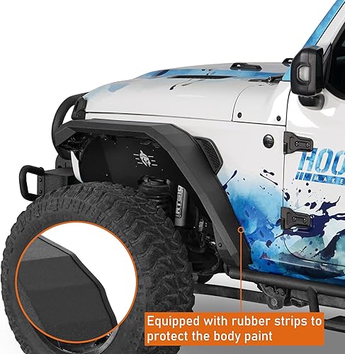 Vista 14 de Hooke Road Wrangler JL Guardabarros traseros para Jeep Wrangler JL 2018-2025 y Unlimited 2/4 puertas, 2 guardabarros planos de acero