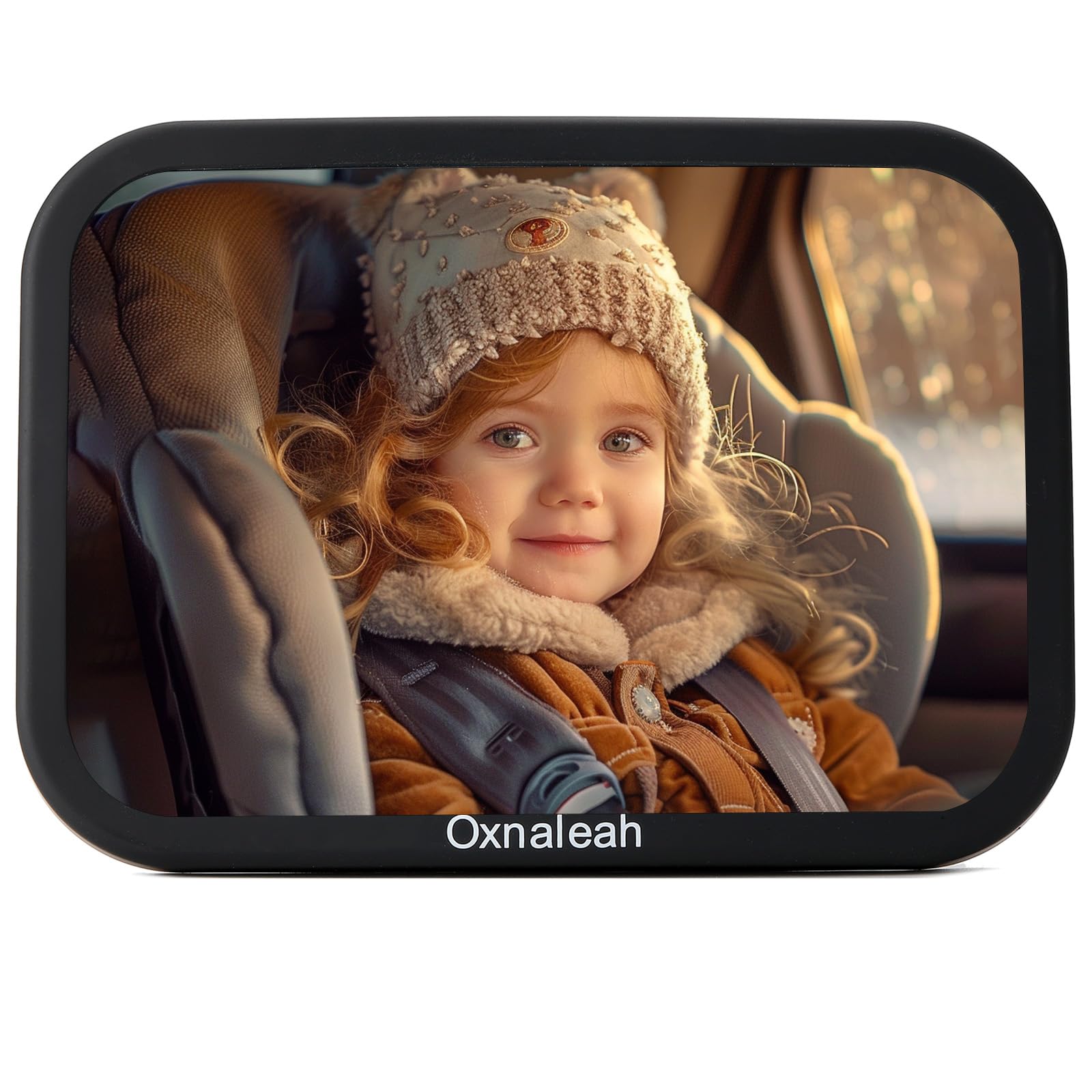 Oxnaleah Car Mirror for Baby,Shake proof,Shatterproof Baby Car Mirror for Safe Travel, 360° Rotation, Clear Wide View, Easy Install, Perfect