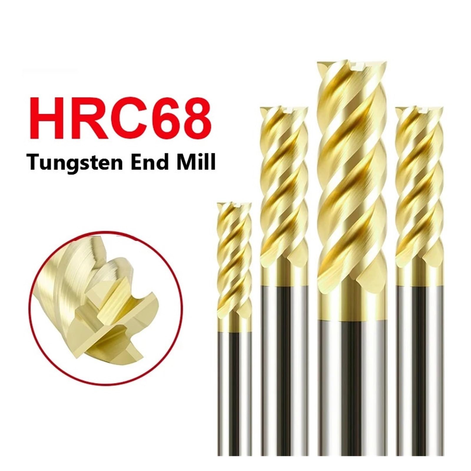 1pc HRC70 Hartmetall Ende Mil 4Flöten Fräser Wolfram Schneiden Werkzeug CNC Metall Stahl(14X70X14X150)