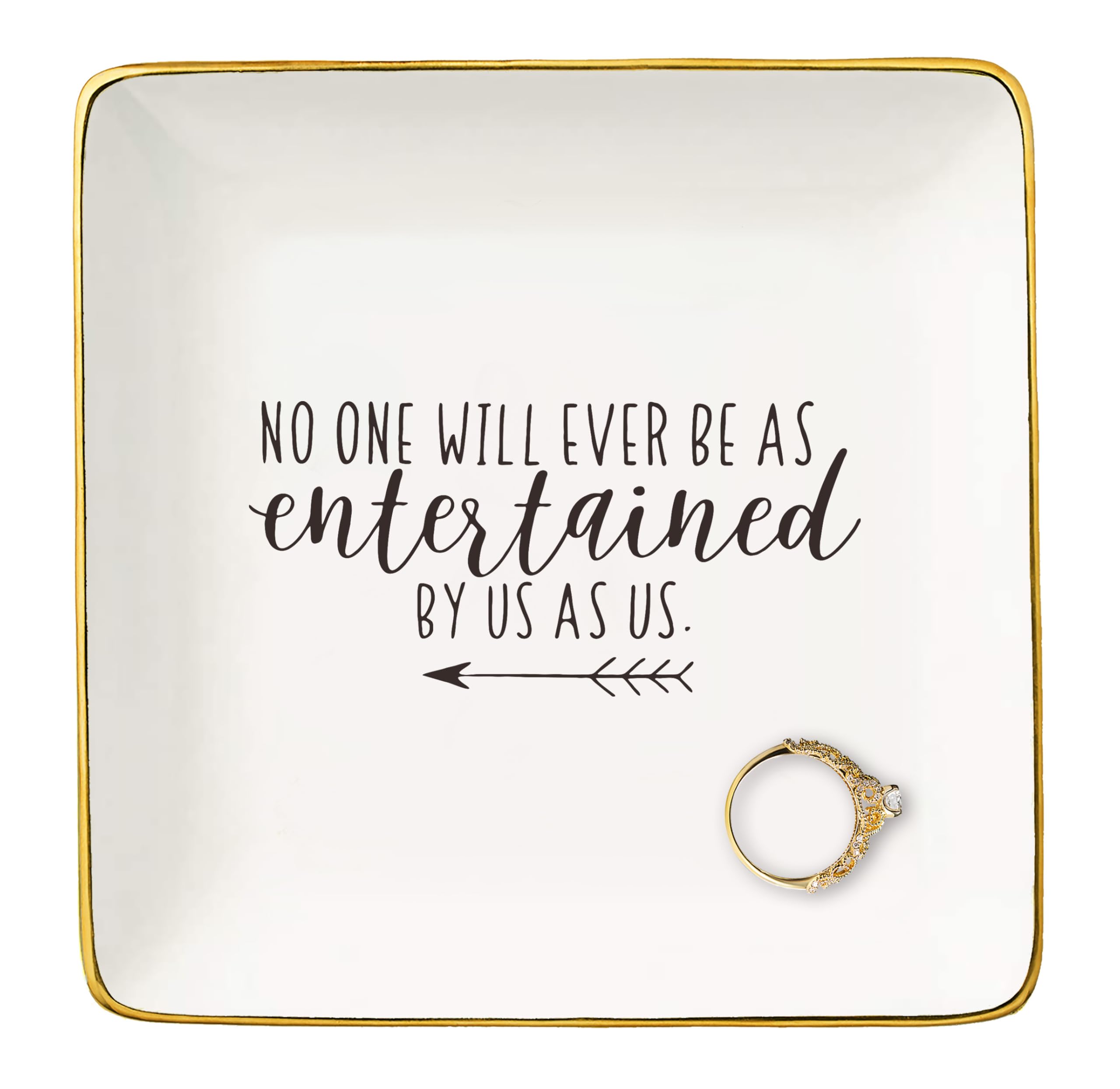 NZY Friendship Appreciation Gifts for Best Friends,Bestie,Soul Sisters,Happy Memory-Farewell,Long Distance Gifts-Jewelry Tray Trinket Holder Ring Dish-No One Will Ever Be as Entertained by Us as Us