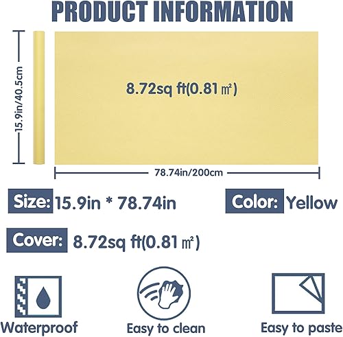 Miniatura 5 de WADILE - Papel pintado despegar y pegar 15.9 x 78.7 pulgadas, papel de contacto extraíble para armariosencimeras impermeable, papel de pared para
