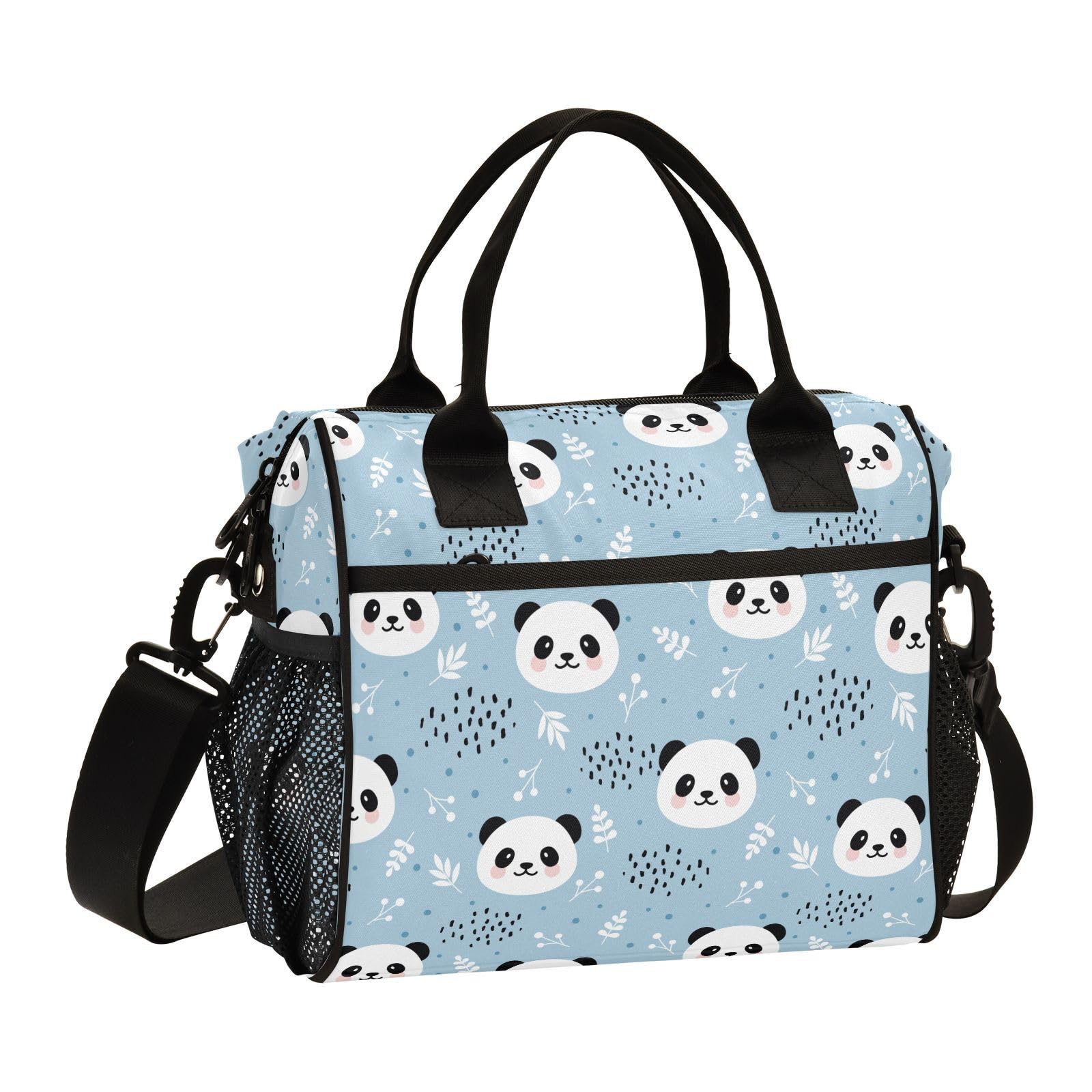Cute Panda Lunch Bag Lunch Box for Women with Adjustable Shoulder Belt Insulated Portable Lunch Tote Bag Cooler
