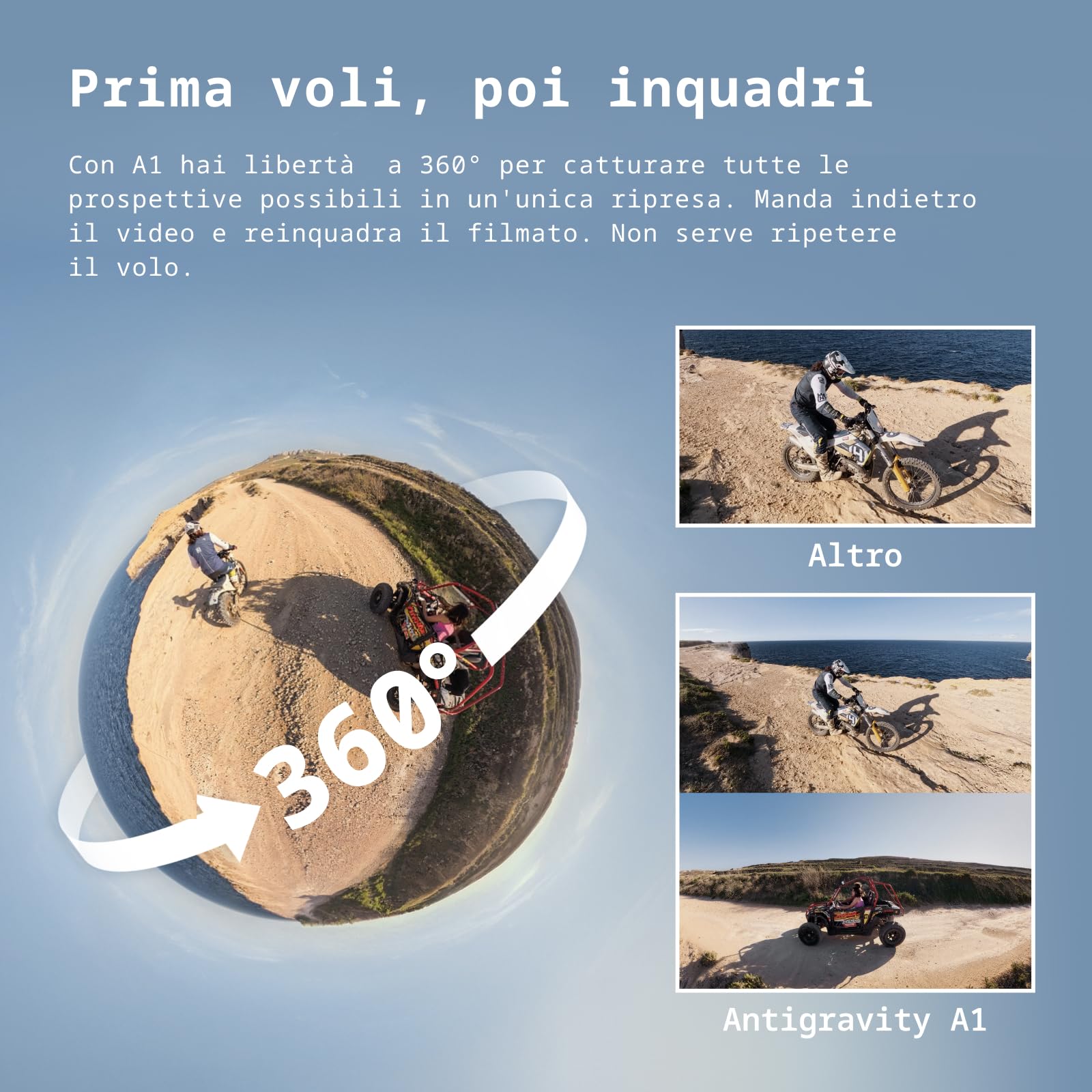 Antigravity A1 Pack infini (3 batteries haute capacité) – Drone 360 8K, Point-to-Fly, évitement d’obstacles, 249 g et rabattable, Deep Track, retour automatique, portée de 10 km, édition auto