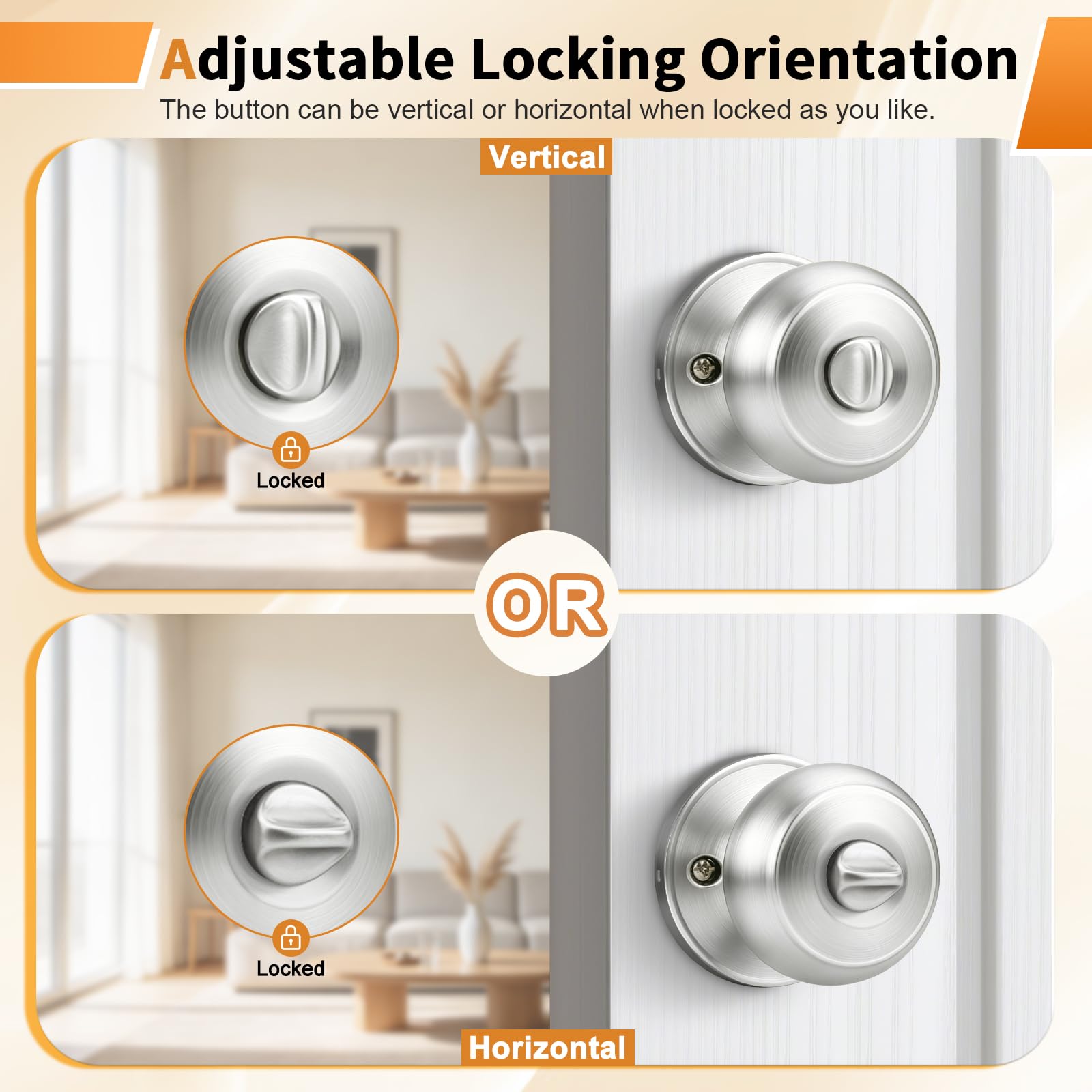 Brushed Nickel Door Knobs - 6 Pack -4