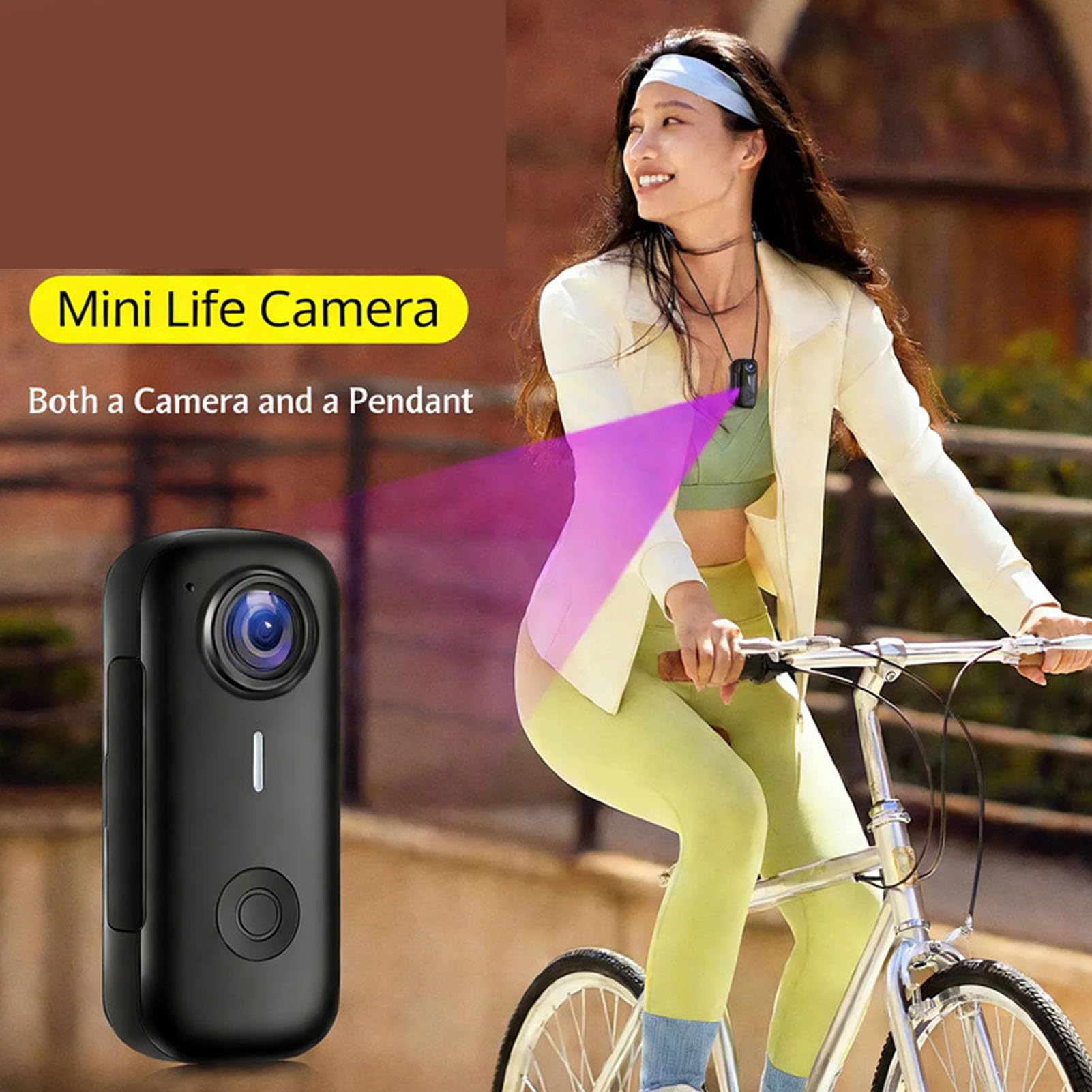 Action Camera Sospesa, Camma Indossabile per Torace e Corpo | Mini Action Camera WiFi 1080P, Adatta per Sicurezza, Lavoro, Sport All'aria Aperta, Viaggi e Altri Scenari, Cordino Magnetico