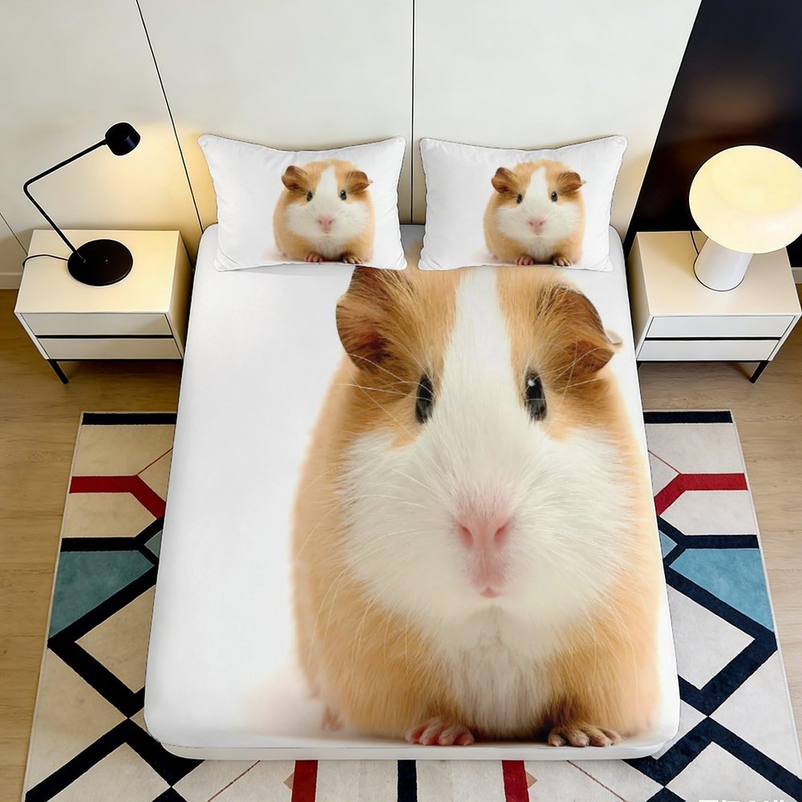 Dhbaneiok Style-10 3D Printed Guinea Pig Fitted Sheet Microfiber Cute Animal Design Bed Cover For Bedroom Dorm Mattress Protection Decor 90X200x25cm