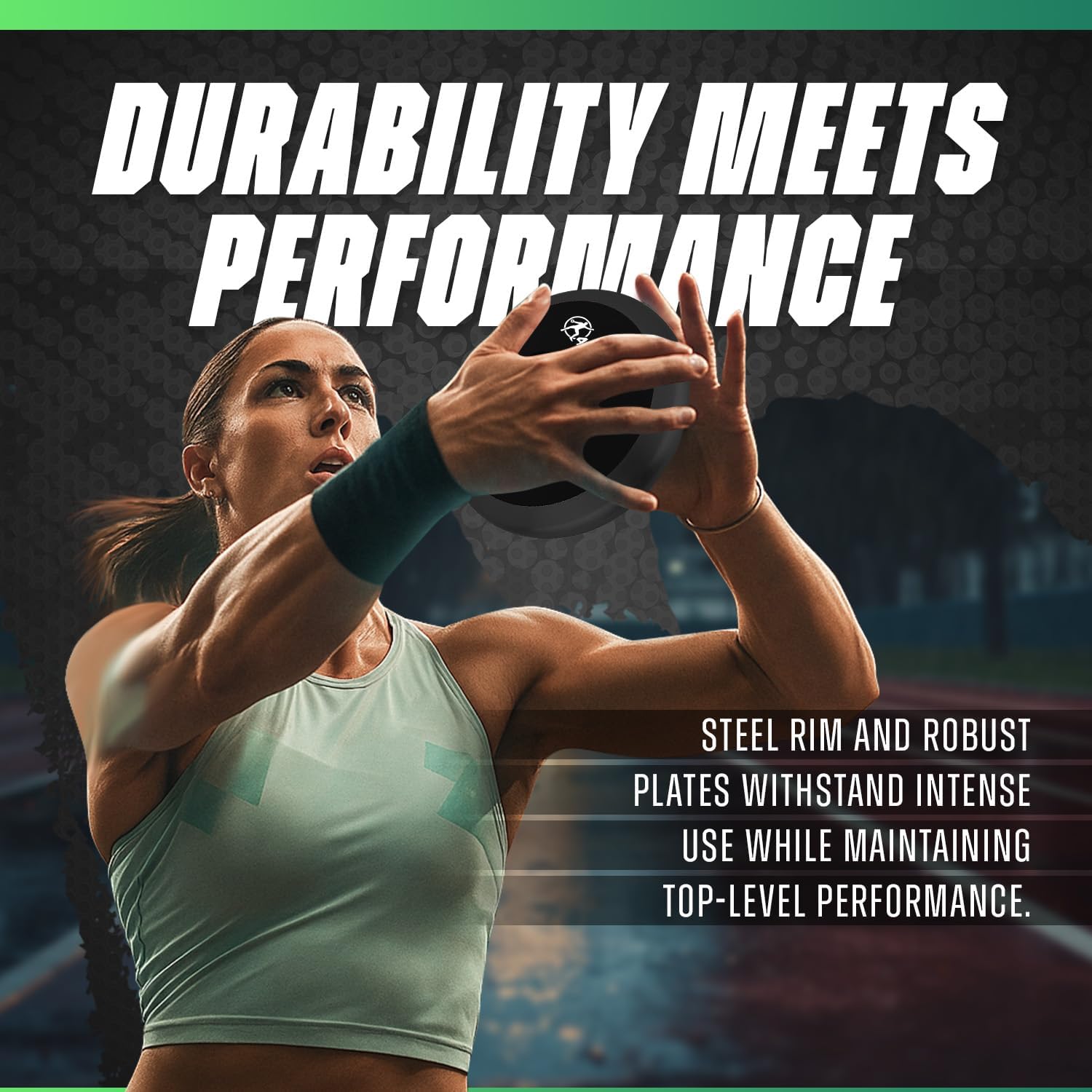 Super Spin Competition Discus for Track & Field, High School, College, Men & Women — 85% Rim Weight, High-Spin Performance, IAAF World Athletics Certified with Free Carry Bag, Black