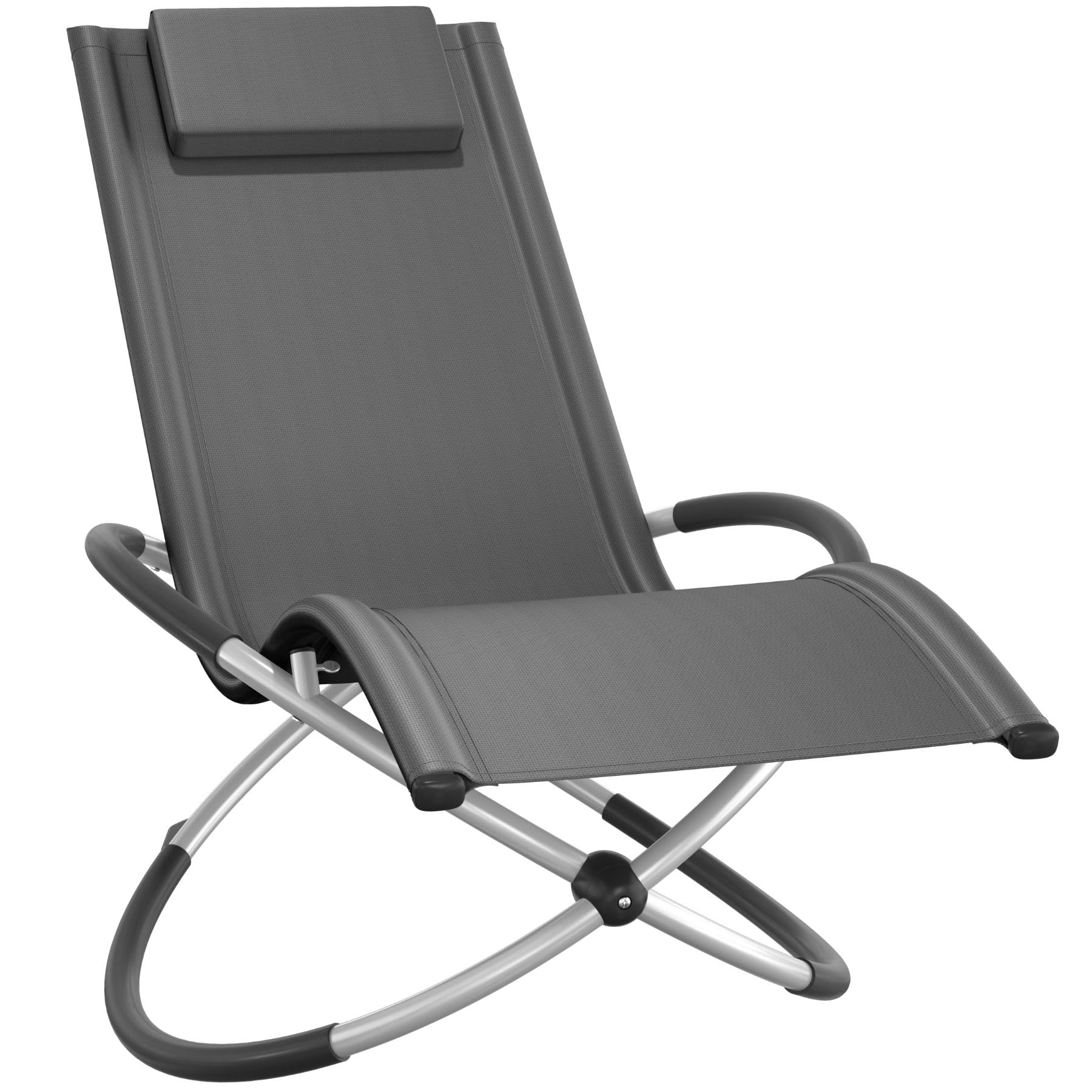 TecTake® Tumbona Plegable con Función Balancín, Tumbona Playa Ergonómica, Tumbona Piscina en Acero y Textileno, Tumbona Jardín Exterior, Protección Antivuelco, Carga Máx. 150 kg, Fácil Montaje - Gris