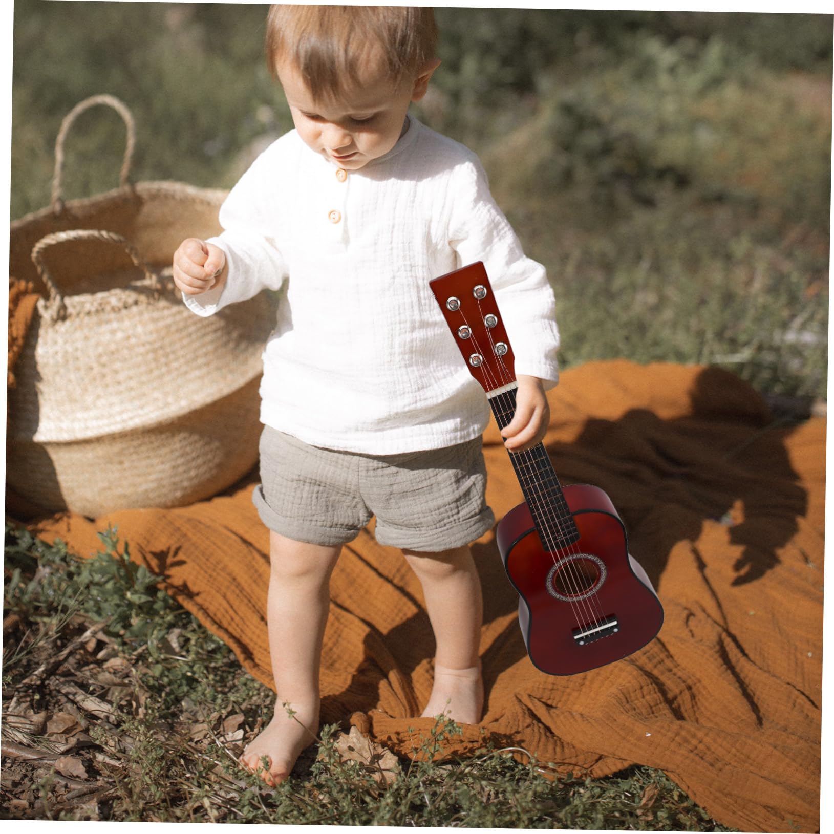 Chitarra Piccola Folk Acustica 23 Pollici in Legno per Principiante | Colore Coffee, Fattura Curata e Suono Nitido, Strumento da Pratica per Ragazzo Ragazza Colore Casuale