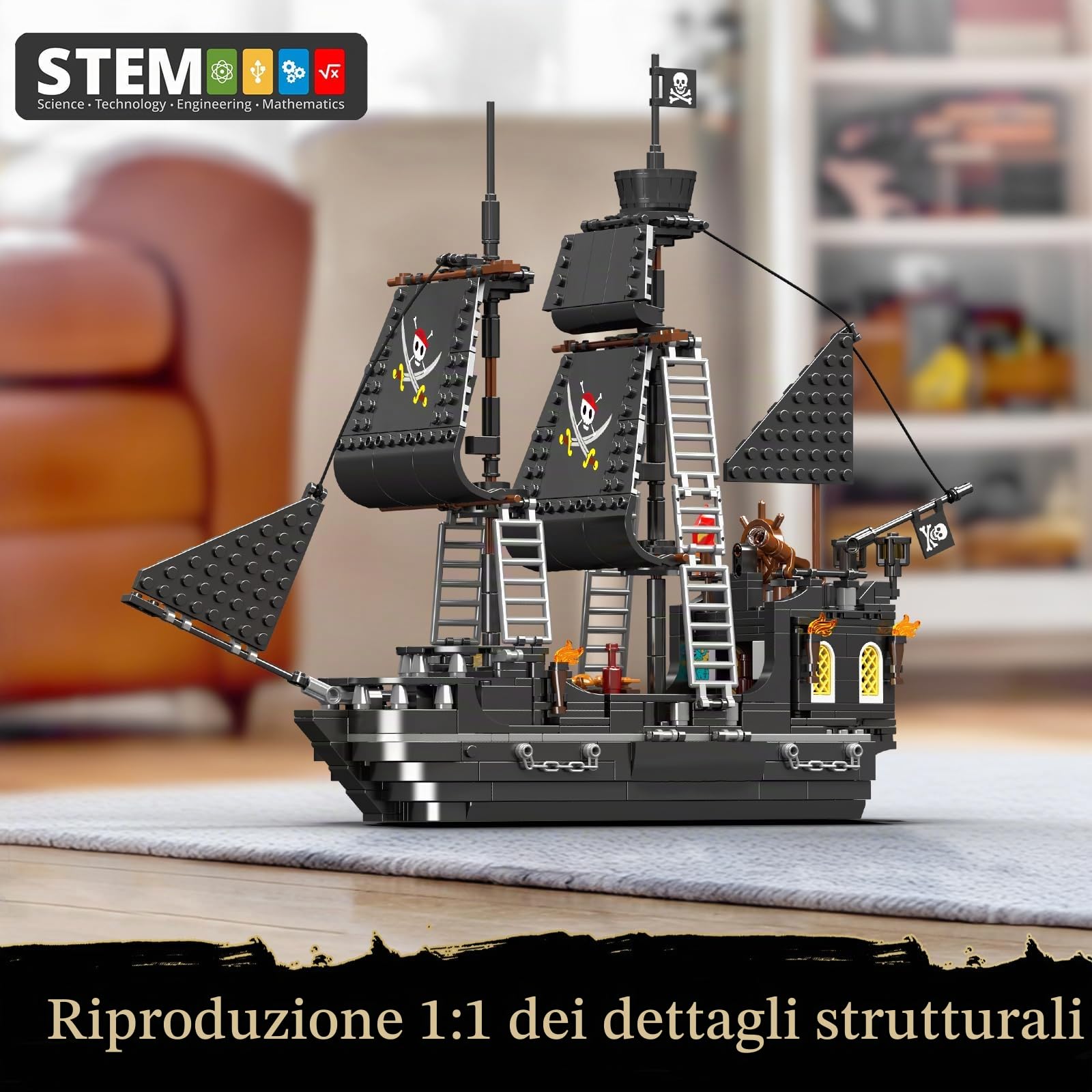 Mould King Black Pearl 10195 - Set di mattoncini da costruzione, 932 + pezzi con design dettagliato, regalo per ragazzi e ragazze dai 10 anni in su