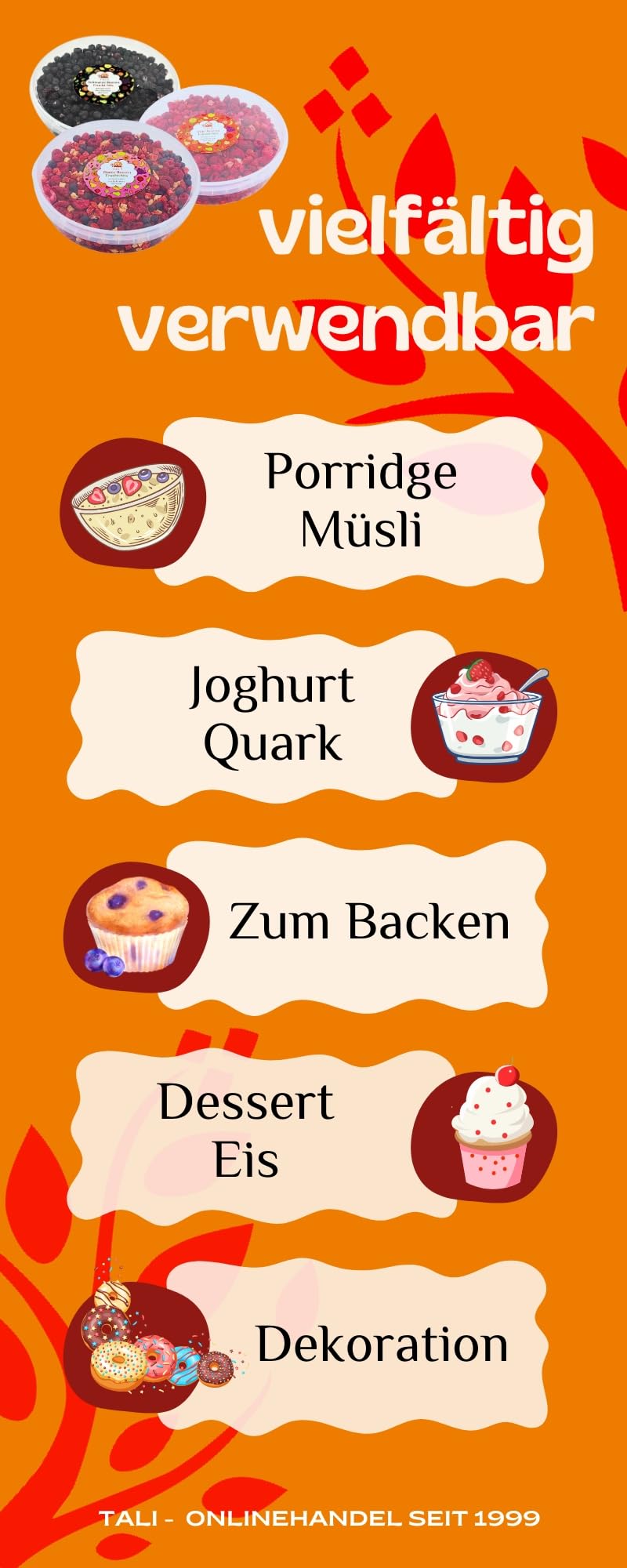 TALI Frucht-Mix Beeren-Trio 505 g | Bunte, Rote und Schwarze Beeren