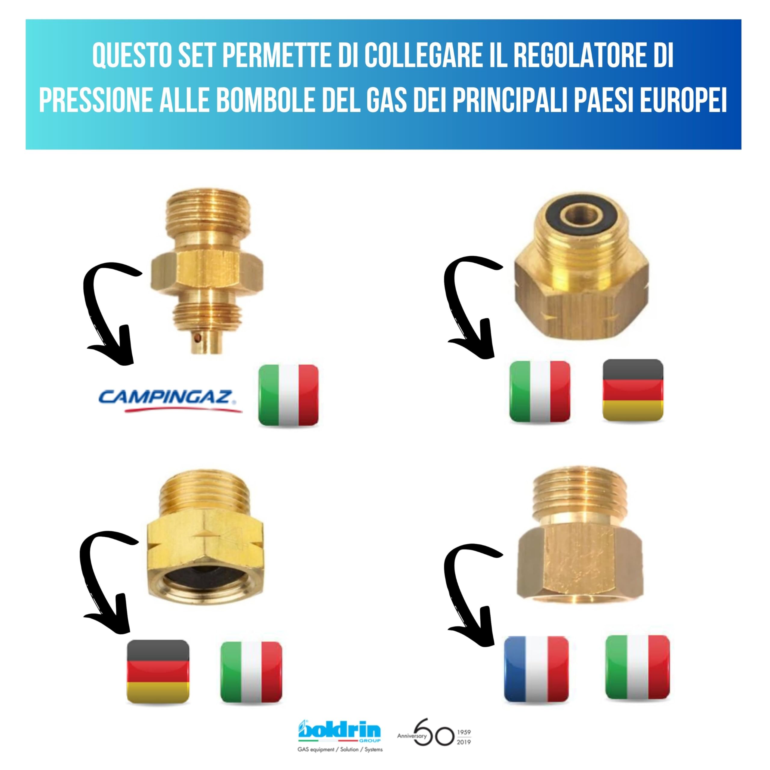 Set Di 4 Adattatori Per Bombole Di Gas - Xiciki In Ottone Per Viaggi In EU - Foto 5