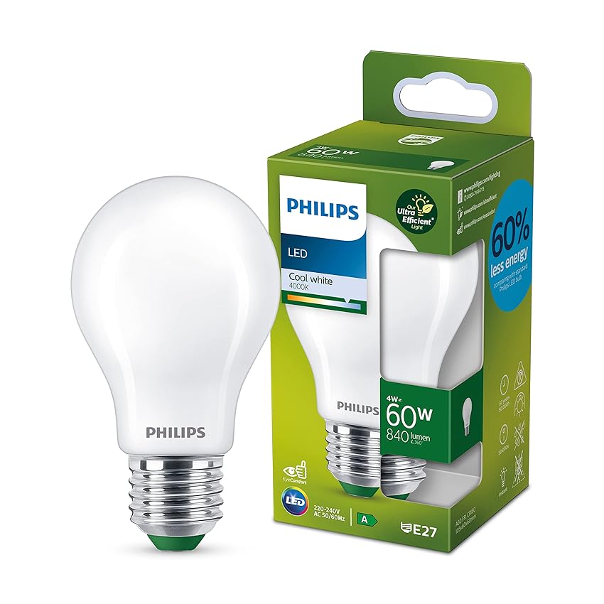 Immagine del prodotto Philips LED Lampadina Classe A Ultra Efficiente, 60W, Luce Bianca Fredda, E27