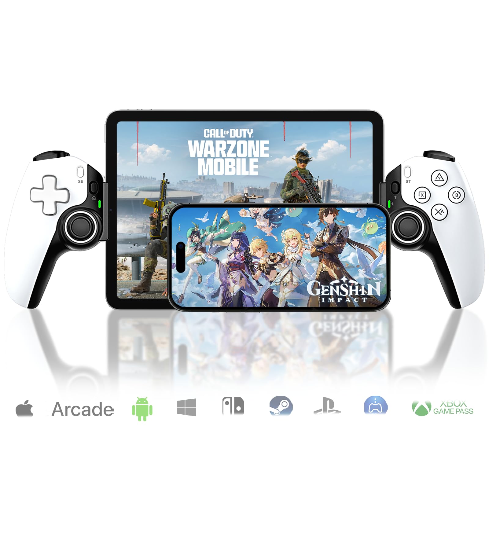 arVin Mobile Gaming Controller for iPhone/iPad/Android/Tablet/Switch/PS4/PC,Replacement for PS Portal,Wireless Gamepad with Hall Effect Joysticks/Hall Trigger/Turbo,Support Streaming/Cloud Gaming