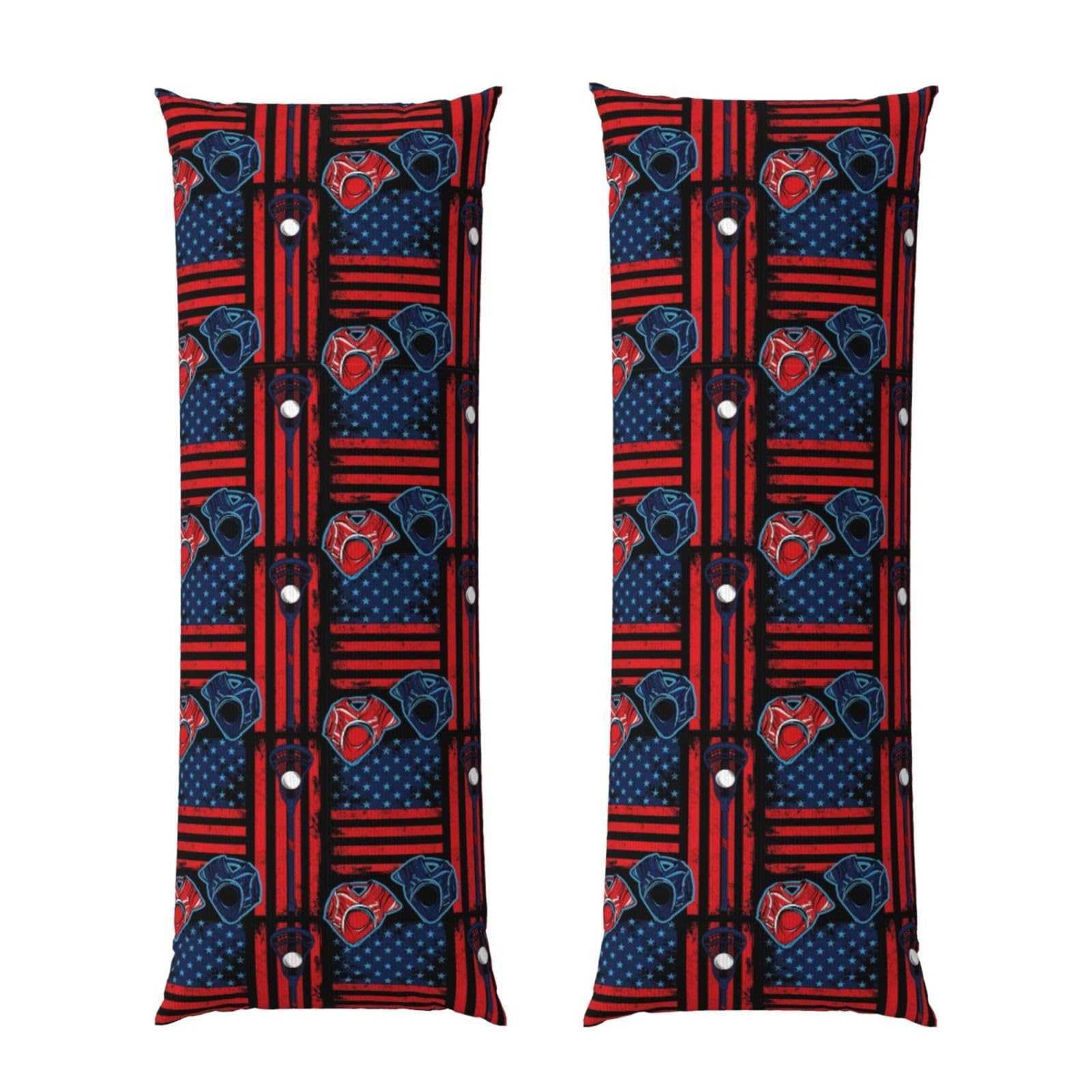 Body Pillow Cover 20x60 USA Vintage American Lacrosse Sticks Ball Flag, Premium Velvet Long Pillowcase with Hidden Zipper, Breathableffy Rectangular Case for Bedroom Home