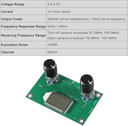 Miniatura 5 de Módulo receptor de FM digital, módulo receptor de radio, placa estéreo digital, pantalla LCD DSP PLL 76.0MHz-108.0MHz