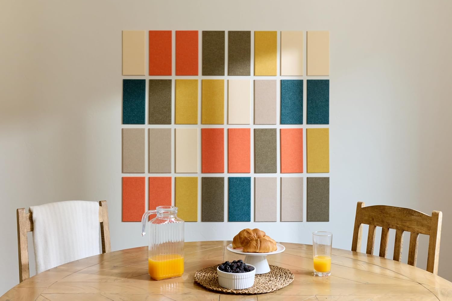 Felt Right Autumn Mosaic Acoustic Wall Tiles, Sound Absorbing Felt Wall Art, Square Tile Mosaic Design, Customizable Colors, Renter-Friendly Adhesive Installation, Made from Recycled PET Felt
