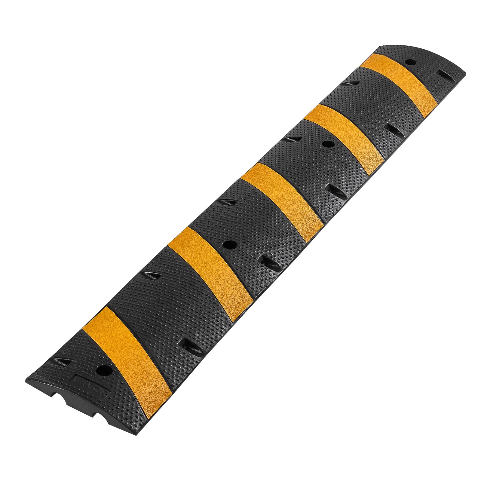 VEVOR Gumowy próg zwalniający, 2 sztuki, 2-kanałowy garb do dużych obciążeń, nośność osi 183 cm, rampa ochronna na kabel ze śrubami rozporowymi, do asfaltu, żwiru, podjazdu drogowego