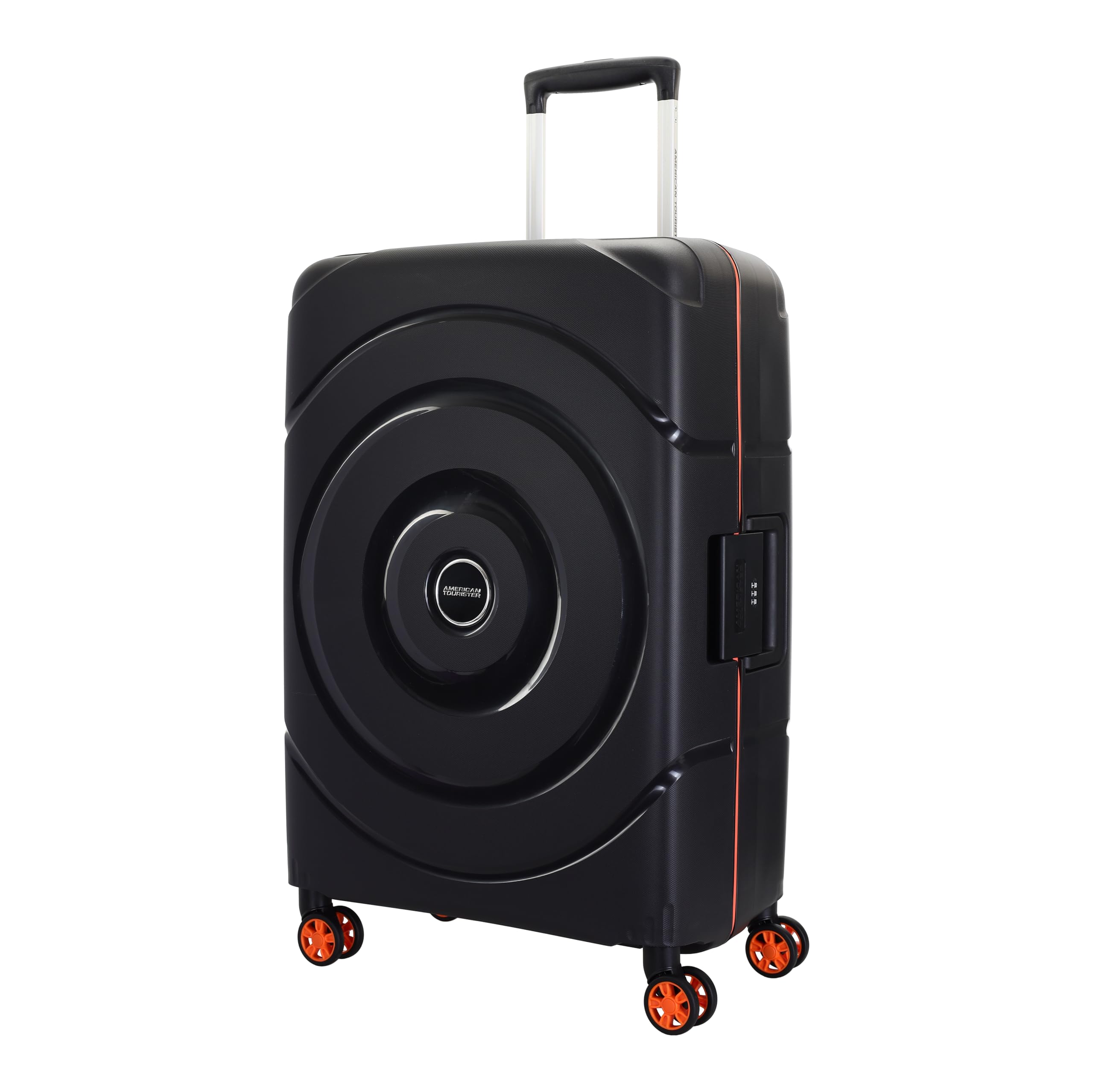 Polycarbonate Material Circurity Max 68 cm Small Hardside Cabin Suitcase with Xtrasecu 3-Point Locking System & Double 8 Spinner Wheels for Unisex - Black-image-28