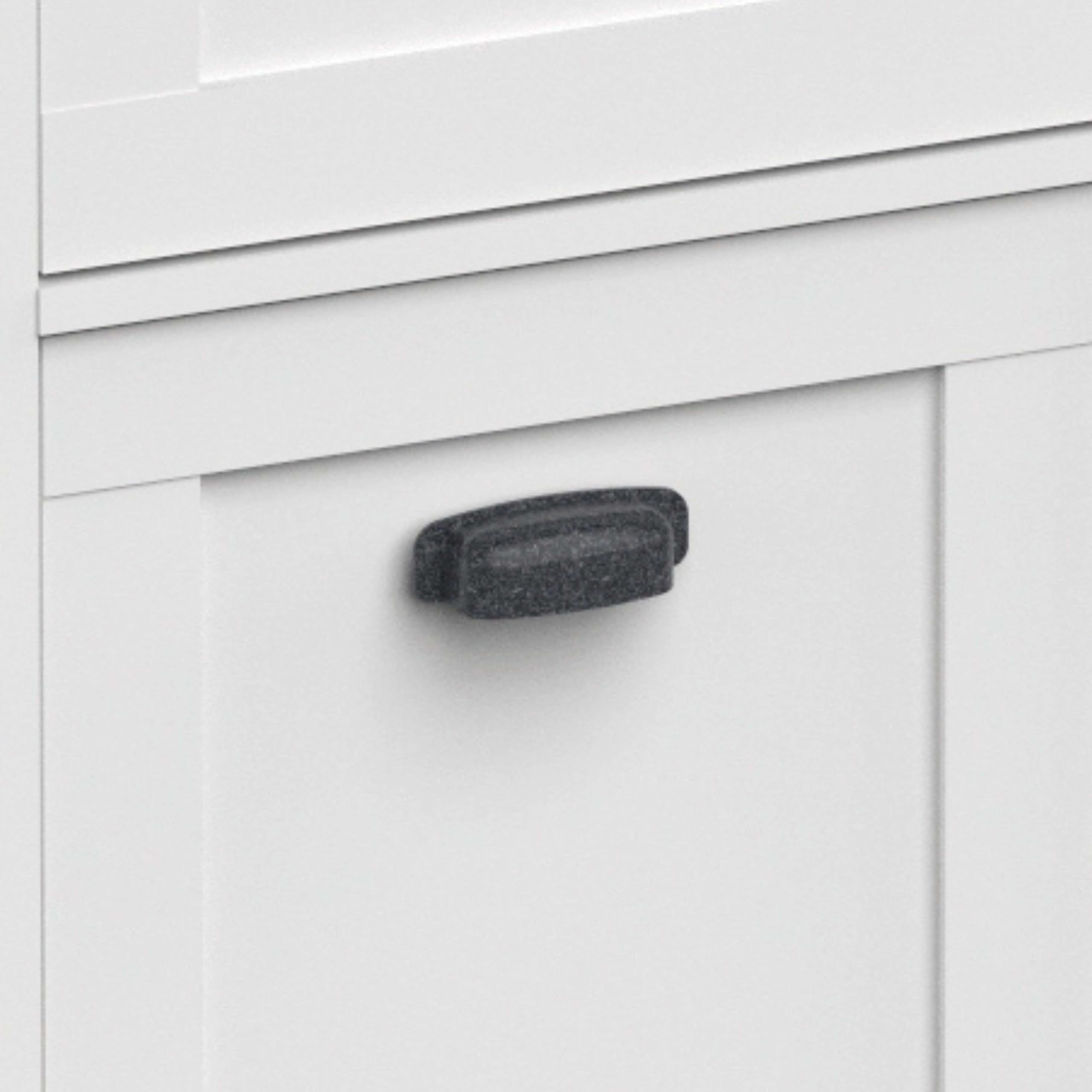 Muebles Pitarch | Mobile da bagno con lavabo in ceramica incluso, 80cm, con piedi, cassetto a chiusura lenta, 2 porte, per lavabo da appoggio, Bianco e Rovere Cambrian, Vintage,