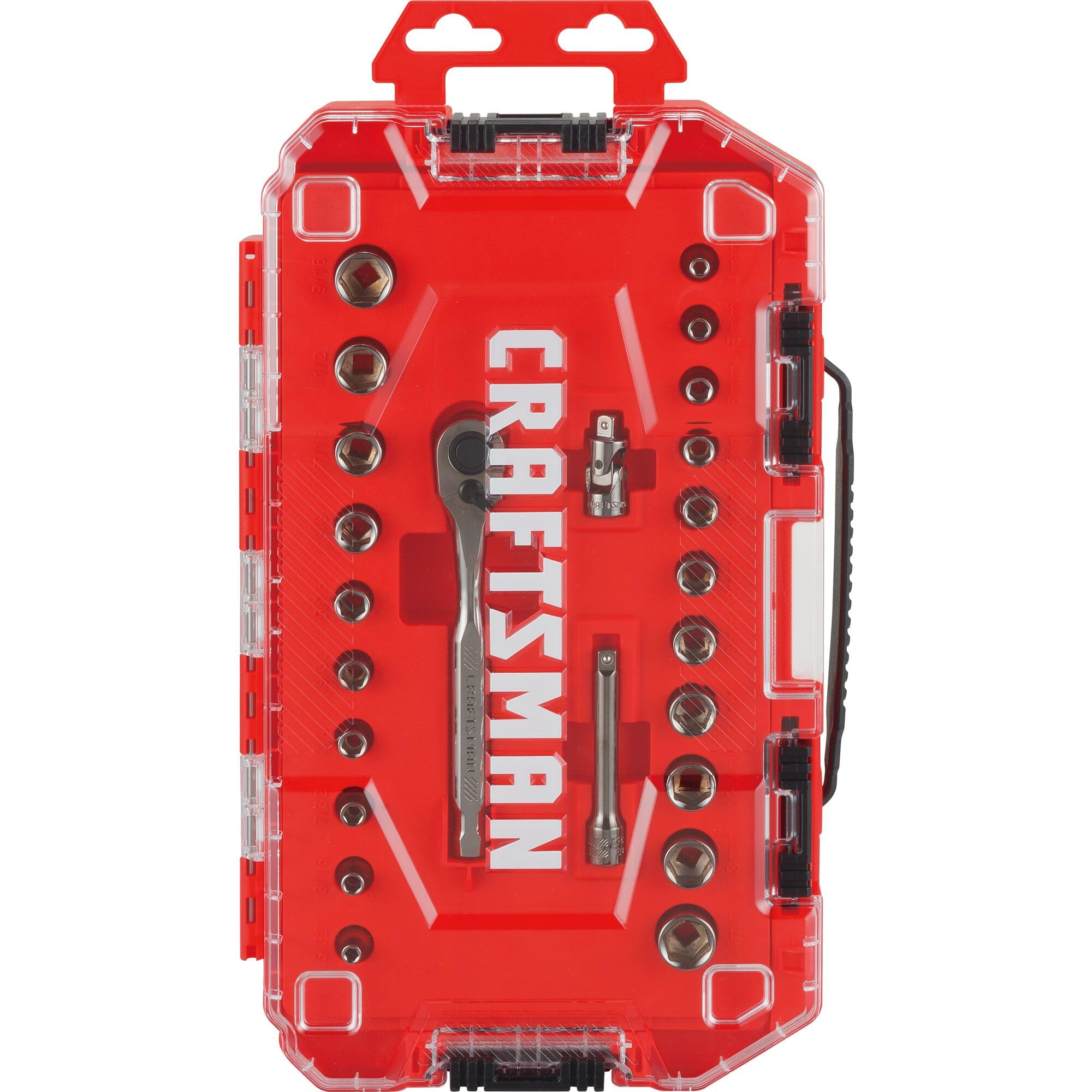 CRAFTSMAN Zestaw narzędzi mechanicznych, napęd 1/10.2 cm, SAE/metryczny, 24-częściowy (CMMT12028)