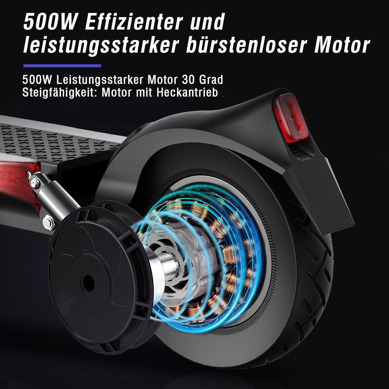 Illustration of the 500W brushless motor in the JOYOR Y6-S Electric Scooter
