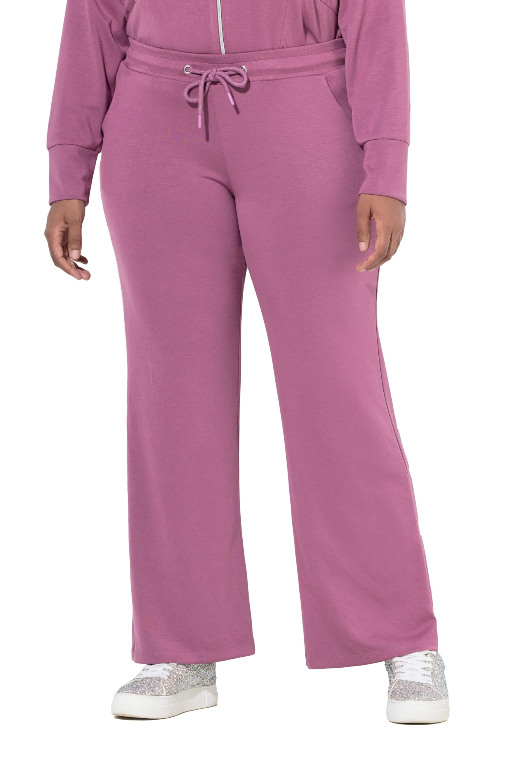 Ulla Popken Damen große Größen Übergrößen Plus Size Jogginghose, gerades Bein, Elastikbund, Taschen 847387