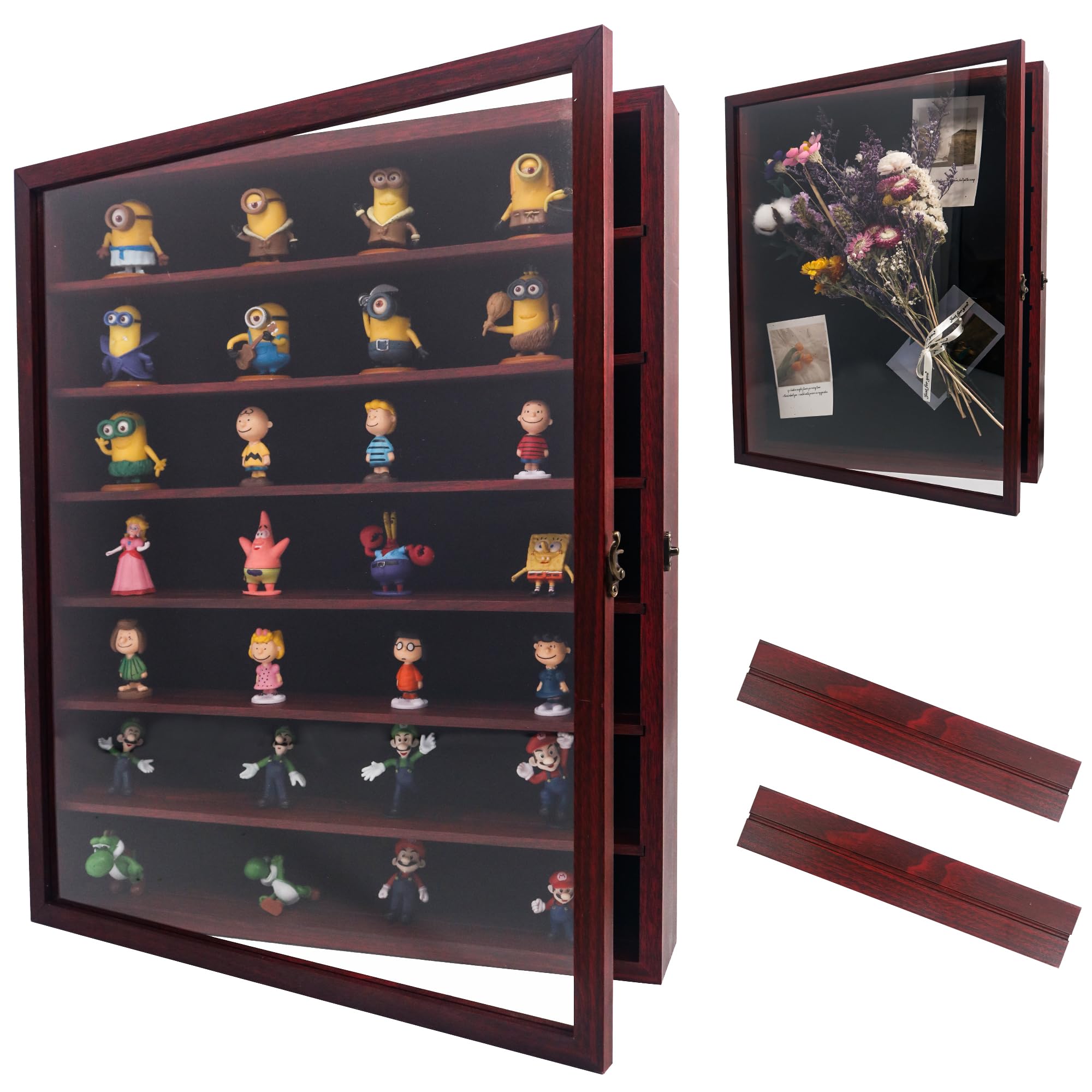 16x20 Shadow Box Frame with Removable Shelves, Red Deep Memory Box Display Case for Keepsake Collectibles, Coins Military Medals Pins Wedding Flowers