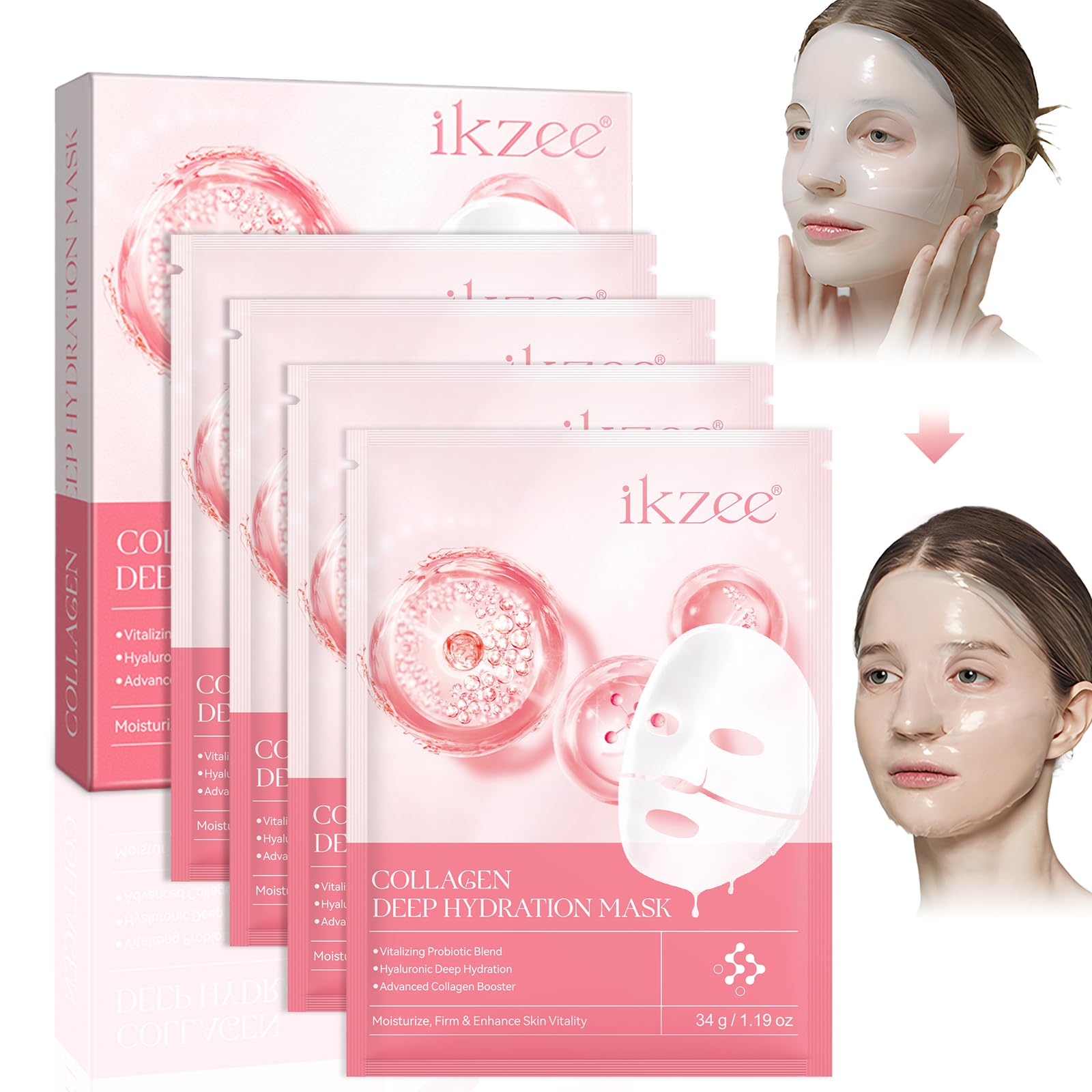 Collagen Face Mask, Collagen Night Wrapping Mask, Overnight Hydrogel Face Mask, Collagen Anti-wrinkle Mask, Intense Hydration