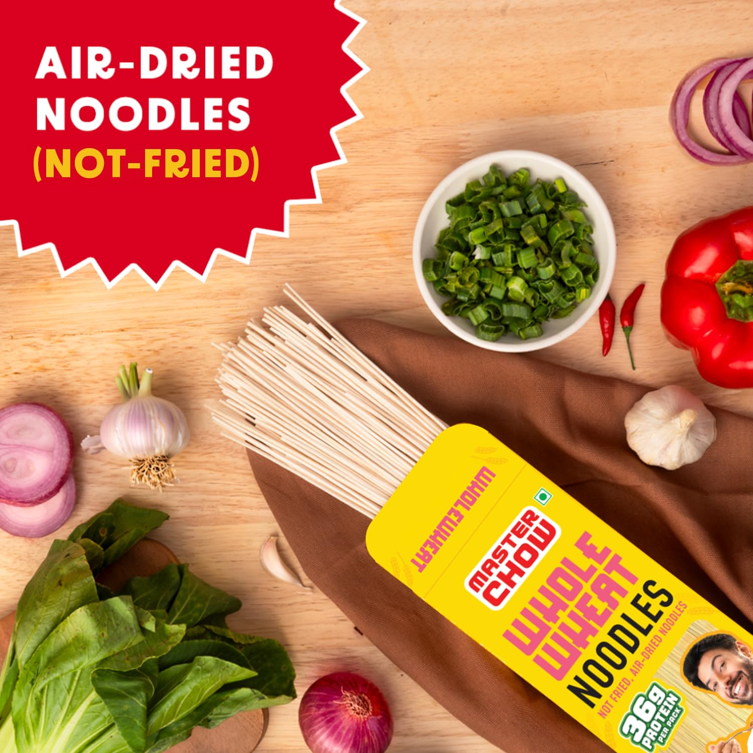 MasterChow Whole Wheat Noodles- Pack of 2 | Not Fried | Serves 10 Meals - 600gms 4