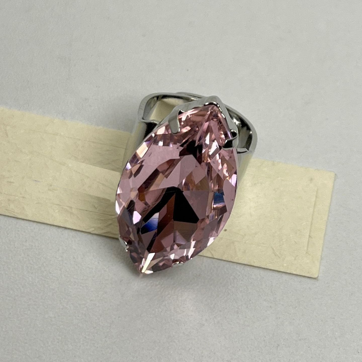 Exaggerated Marquise Shape Rhinestone Cocktail Statement Ring for Women Chunky Large Geometric Thick Crystal Gemstone Open Finger Rings Party Engagement Wedding Anniversary Prom Jewelry Accessories