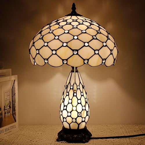 Miniatura 11 de Tiffany - Lámpara de mesa de vitrales de 12 x 19 pulgadas, jarrón para madre e hija, luz nocturna para dormitorio, mesita de noche, lectura, hogar,