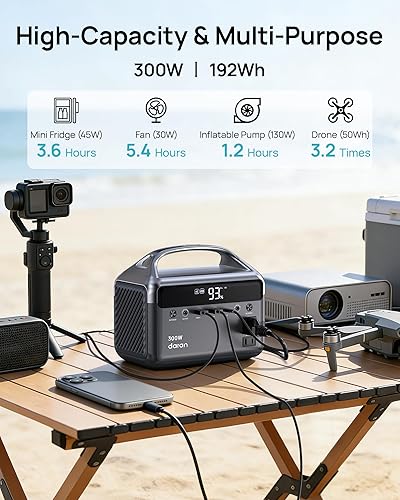Miniatura 3 de DaranEner Estación de energía portátil, 300 W (sobretensión 600 W) 192 Wh(60,000 mAh) banco de energía con salida de CA de 110 V, batería LiFePO4