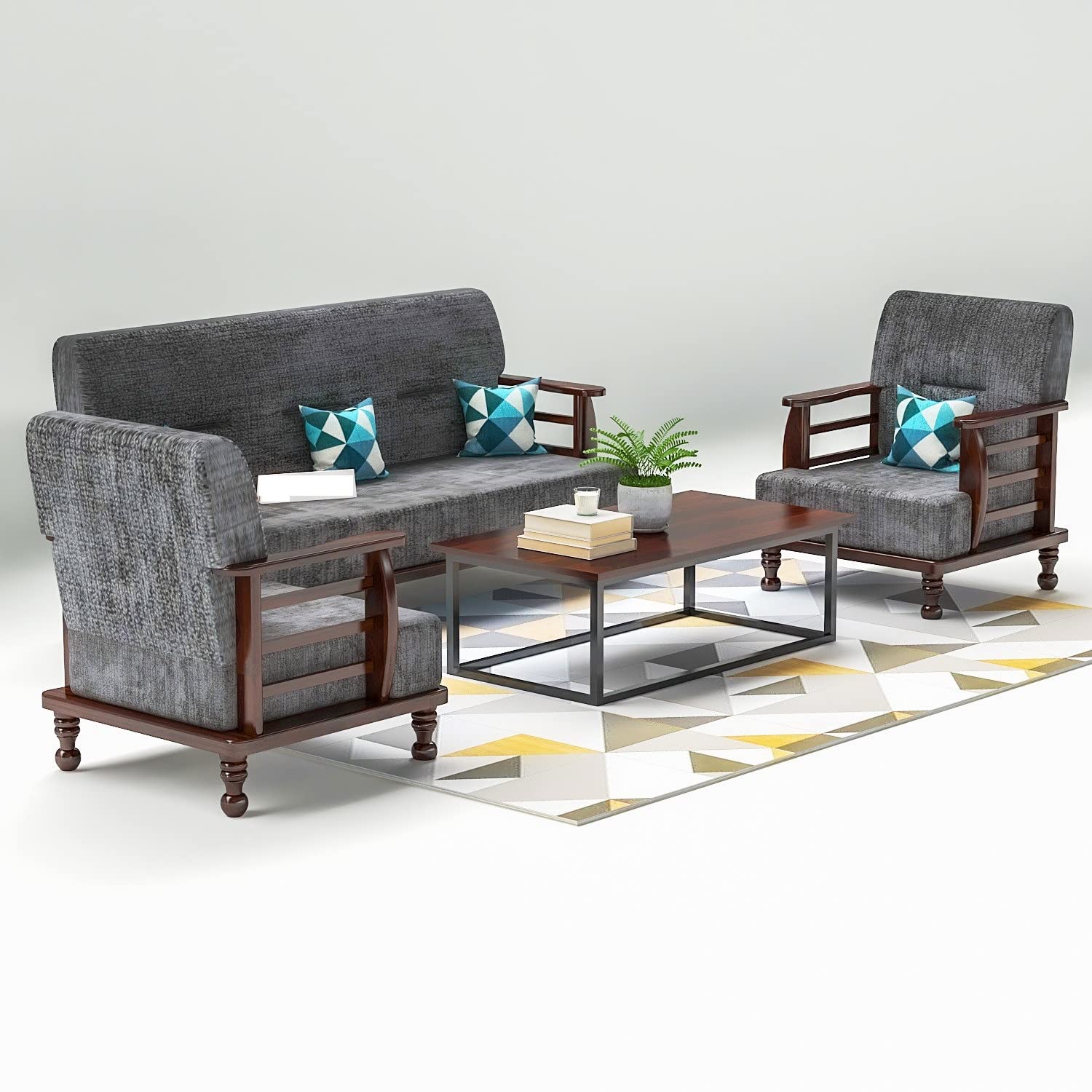 Buy DaneWood Solid Sheesham Sofa Set 5 Seater Wooden Sofa Set Sofa