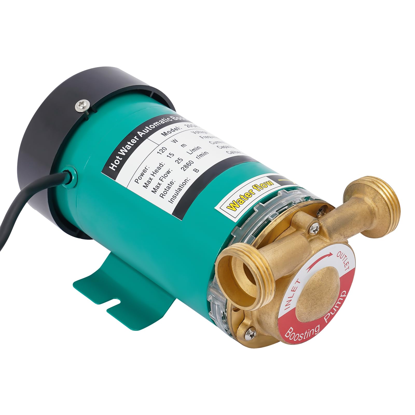Pompa obiegowa 120 W, 1 cal, miedziana pompa wodna z automatyczną regulacją ciśnienia i ochroną przed pracą na sucho (20-40 dB) samozasysająca pompa ciśnieniowa do ogrzewania solarnego i nawadniania