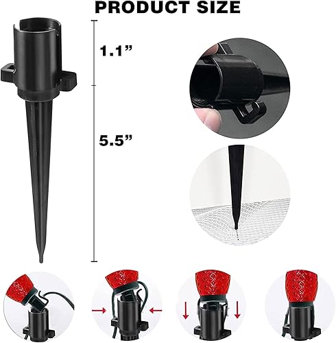 Miniatura 2 de Dazzle Bright 100 estacas de luz de Navidad C9 de 5.5 pulgadas, estacas de luz para exteriores, estacas de plástico negro, estacas de césped para
