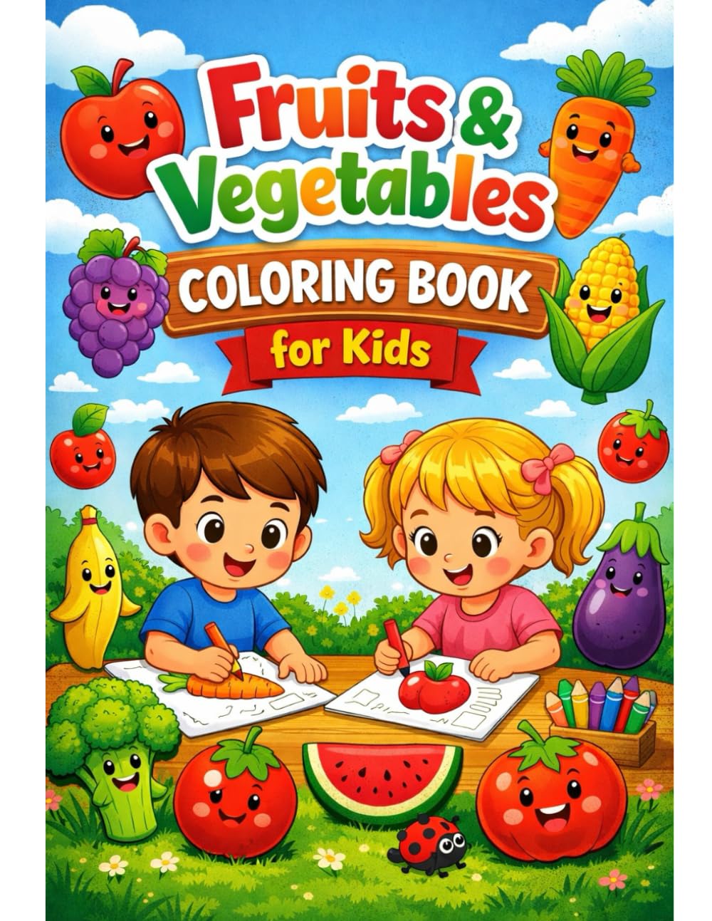 FRUITS & VEGETABLES COLORING BOOK: COLOUR THE FRUITS & VEGETABLES