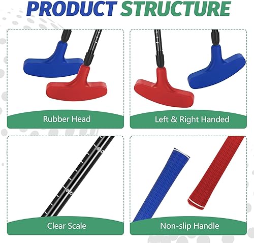 Miniatura 4 de Putter de golf, paquete de 2 putters de golf para hombres y mujeres, mini putter bidireccional para diestros o zurdos, juego de golf ajustable para