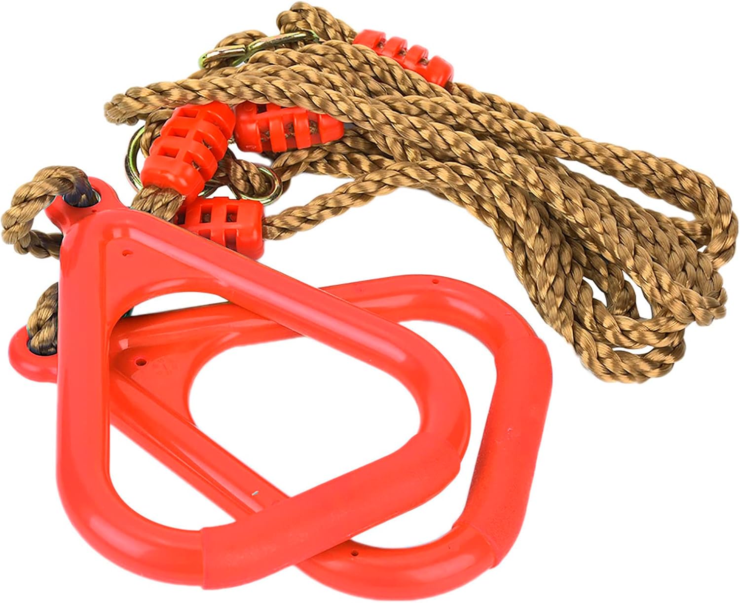 Trapeze Swing Rings, Gymnastic Rings, Pull Up Exercise Rings with Adjustable Ropes for Home Gym Playground Warrior Obstacle Course Training Workout (Red)