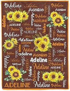 Artsadd Personalized Flower Throw Blanket for Adults, Custom Name Blankets for Kids, Name Blankets Personalized Kids, Customized Bed Blanket for Baby, Birthday Christmas 30x40