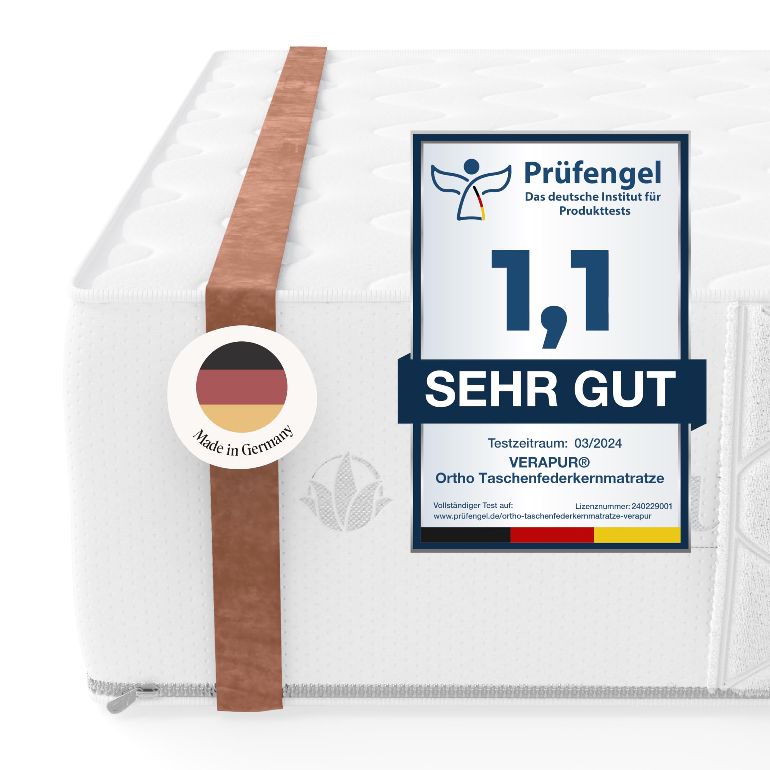 verapur Ortho Plus Titan Taschenfederkern Matratze 90 x 210 cm H4  