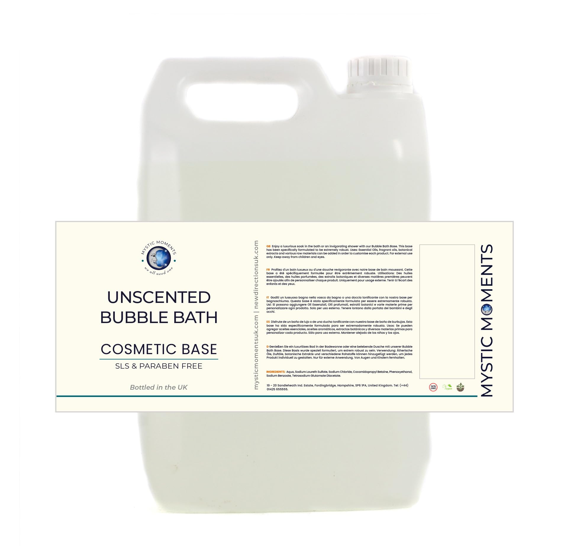 Mystic Moments Bubble Bath Base - Sls & Paraben Free - 5Kg
