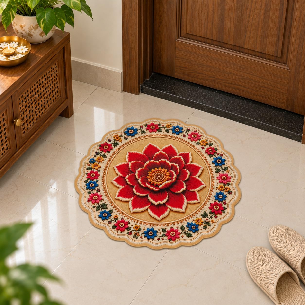 Mandala Floor Mat - Floral Lotus Design FREE SHIPPING -10
