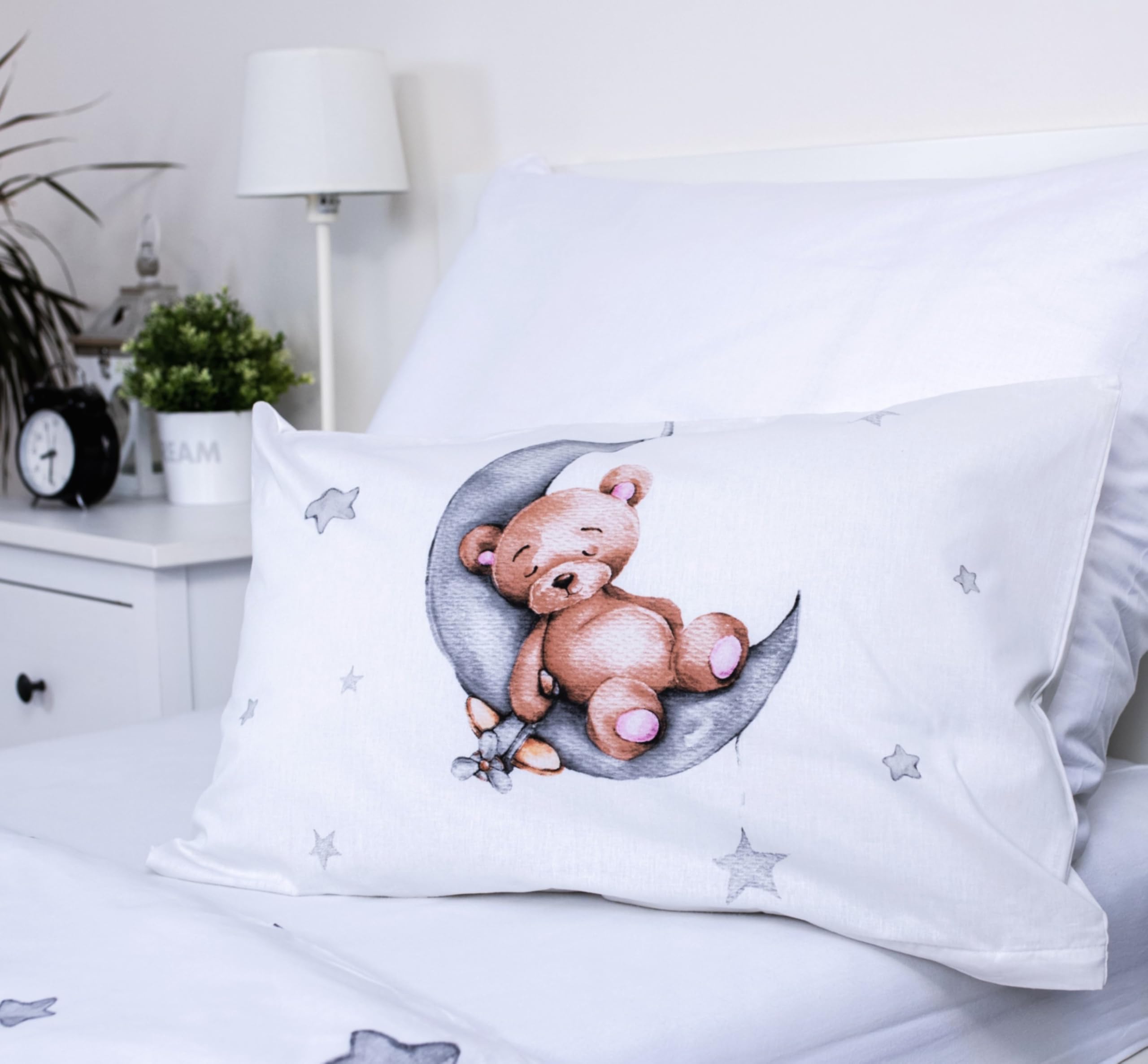 Theonoi Biancheria da letto per bambini e bambine, set completo di copripiumino 100 x 135 cm e federa 40 x 60 cm, in cotone Öko-Tex Standard per ragazzi e ragazze (orsacchiotto)