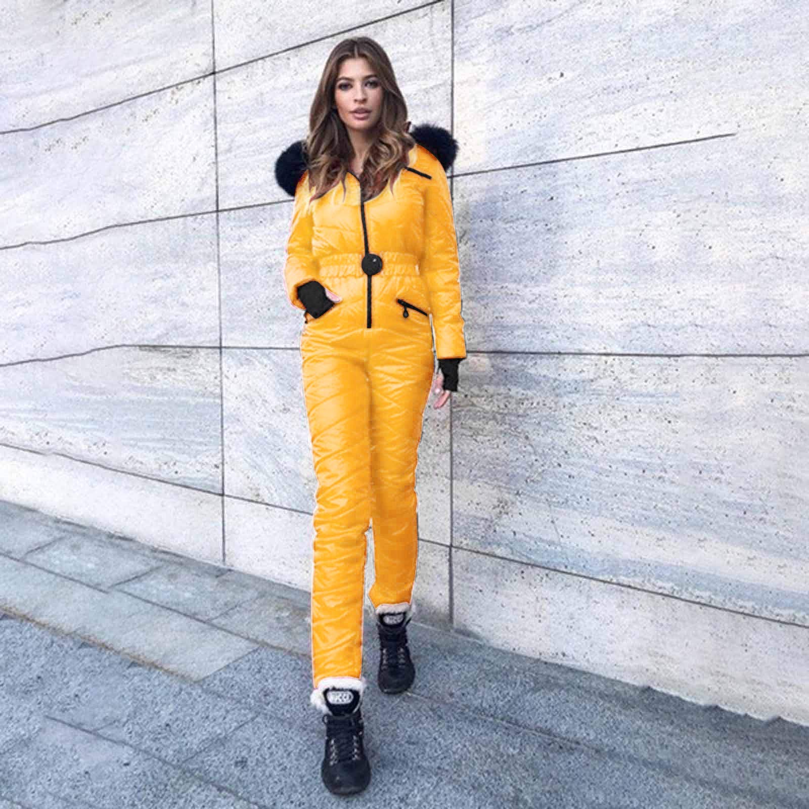Traje de nieve para mujer cálido: traje de nieve para mujer, traje de esquí de una pieza, chaqueta de snowboard con capucha de piel, mono de esquí de una pieza, mono de esquí de una pieza, traje de