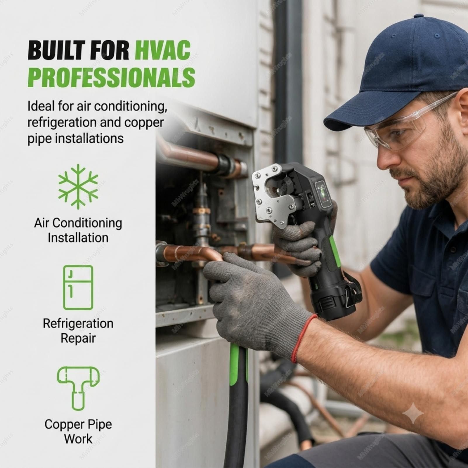 Kit de Herramientas para abocardar tuberías de HVAC, Herramienta eléctrica inalámbrica para abocardar tuberías de Cobre con 8 Matrices Intercambiables para Aire Acondicionado