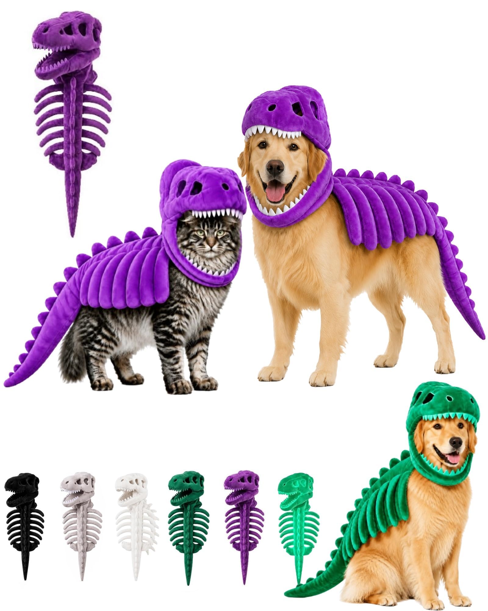 Dog Dinosaur Skeleton Costume | Dog Plush Dino Skeleton Halloween Costumes