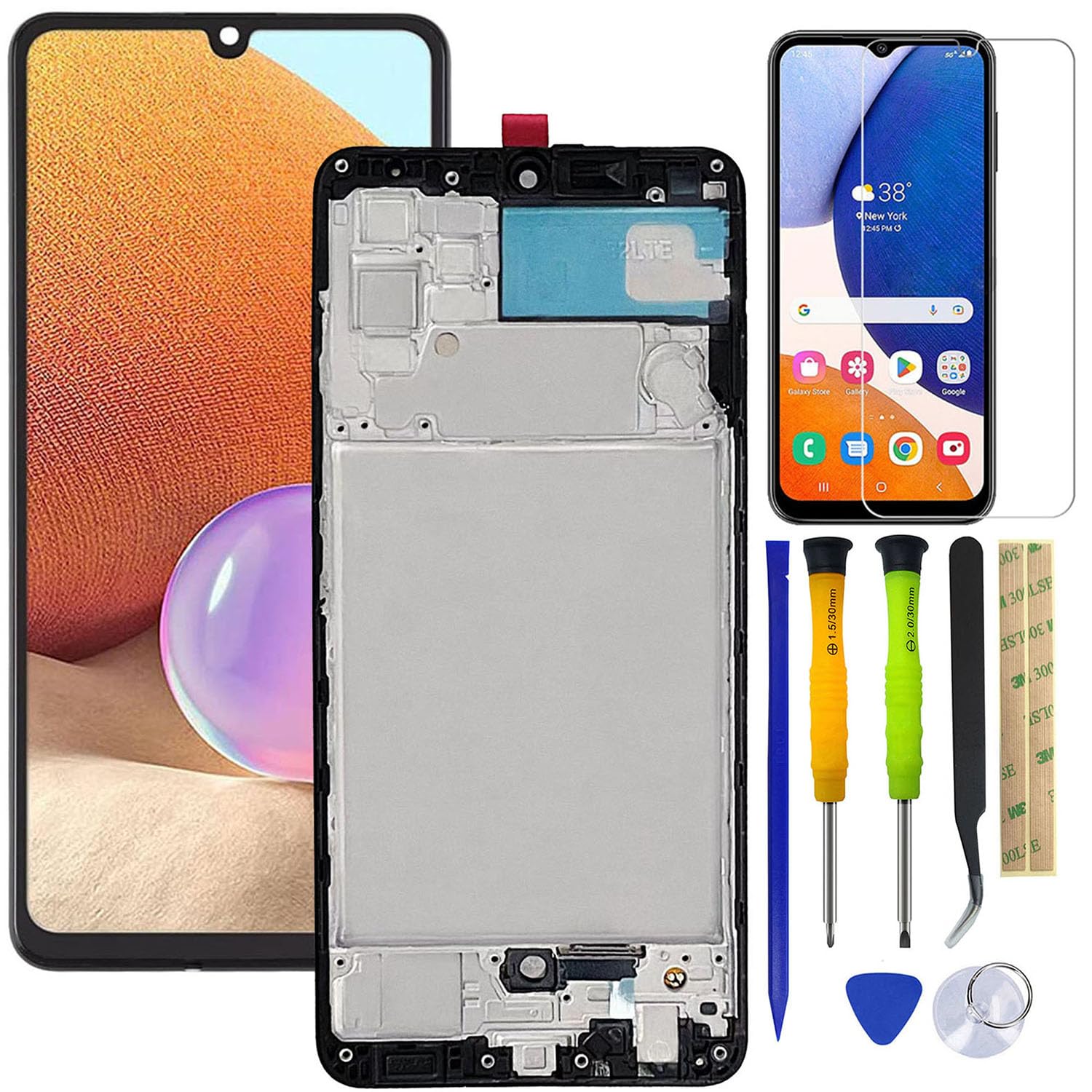 Screen Replacement LCD Display Touch Digitizer Assembly for Samsung Galaxy A32 4G SM-A325F, SM-A325F/DS, SM-A325M 6.4" with Frame +Tools